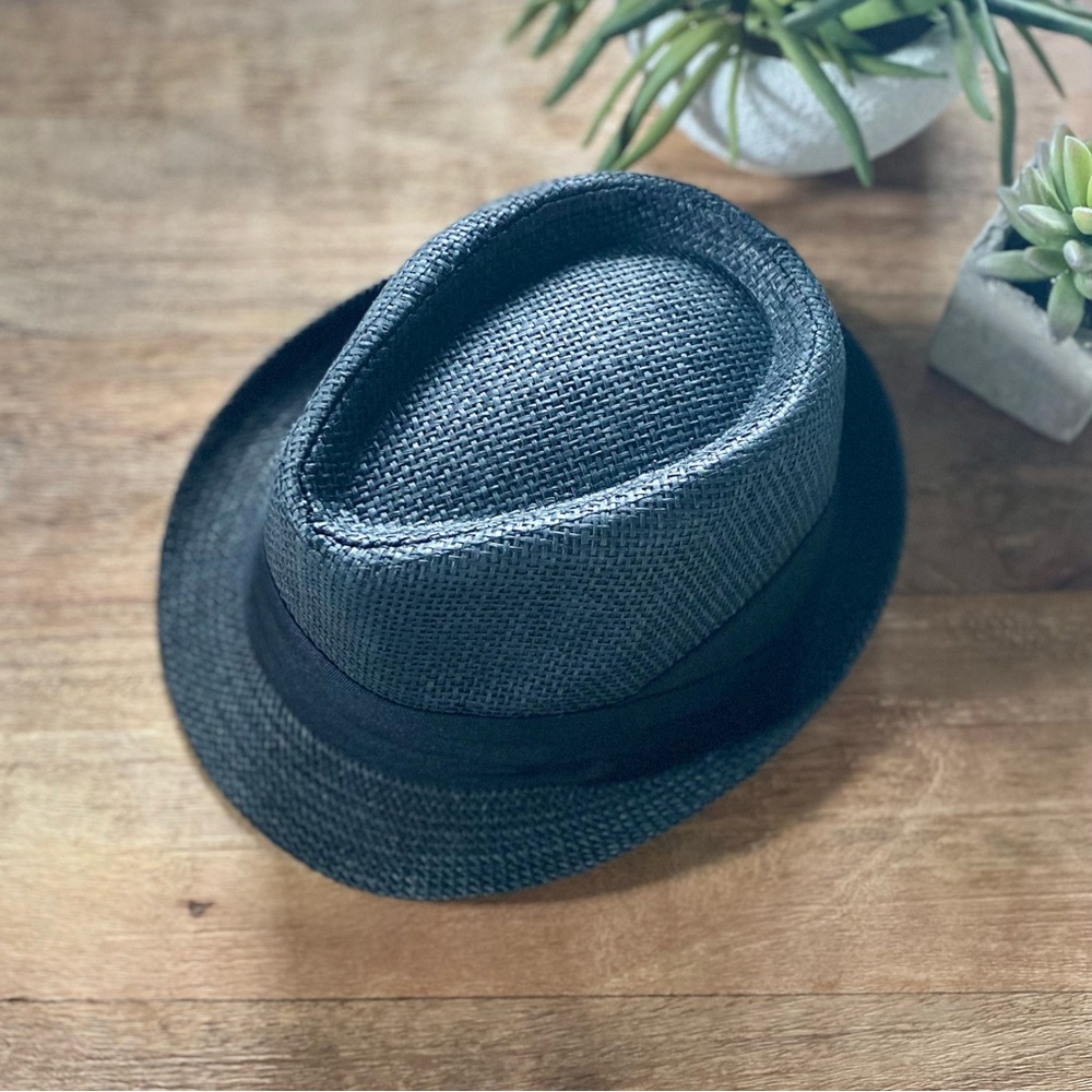 Brand New Black Woven Fedora Hat